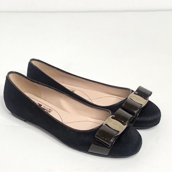 Salvatore Ferragamo Brown Calf Hair Bow Front Flat - Picture 4 of 10